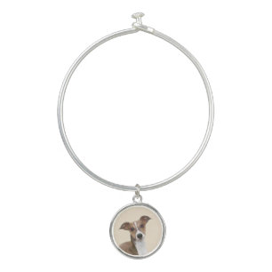 Italian Greyhound Painting - Cute Original Dog Art Bangle Bracelet