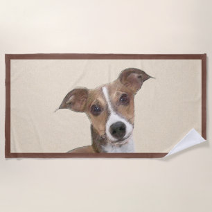 Italian Greyhound Painting - Cute Original Dog Art Beach Towel