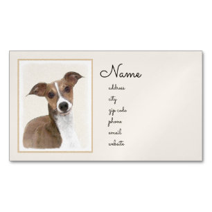 Italian Greyhound Painting - Cute Original Dog Art Business Card Magnet