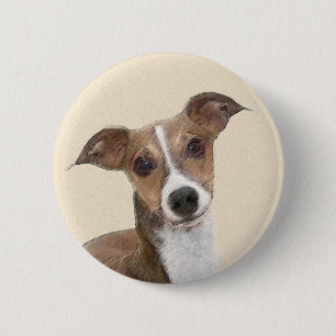 Italian Greyhound Painting - Cute Original Dog Art Button