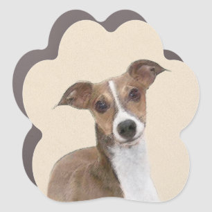 Italian Greyhound Painting - Cute Original Dog Art Car Magnet