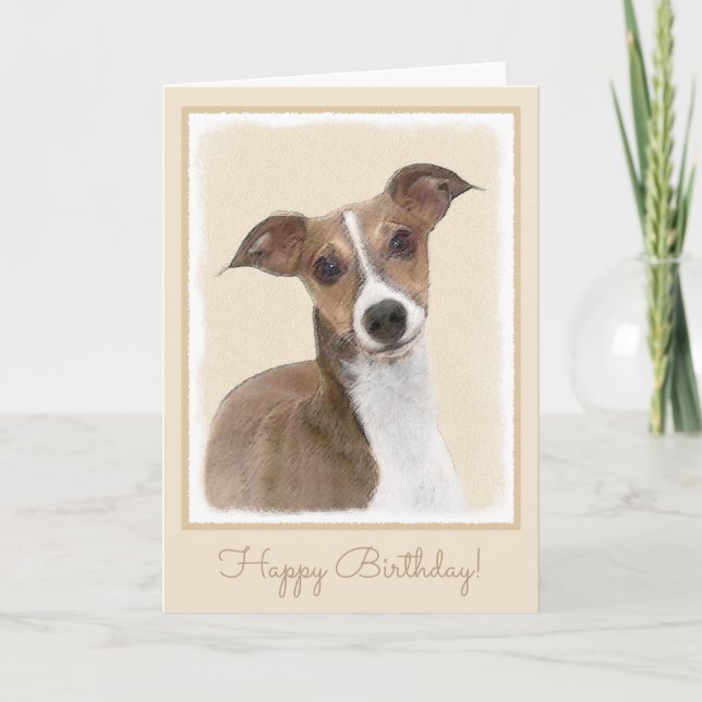 Italian Greyhound Painting - Cute Original Dog Art Card (Front)