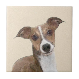 Italian Greyhound Painting - Cute Original Dog Art Ceramic Tile