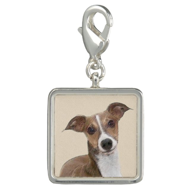 Italian Greyhound Painting - Cute Original Dog Art Charm (Front)