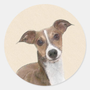 Italian Greyhound Painting - Cute Original Dog Art Classic Round Sticker