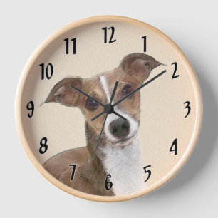 Italian Greyhound Painting - Cute Original Dog Art Clock