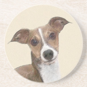Italian Greyhound Painting - Cute Original Dog Art Coaster