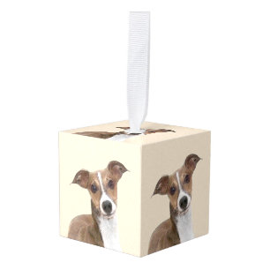 Italian Greyhound Painting - Cute Original Dog Art Cube Ornament