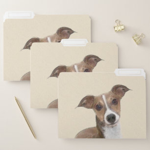 Italian Greyhound Painting - Cute Original Dog Art File Folder