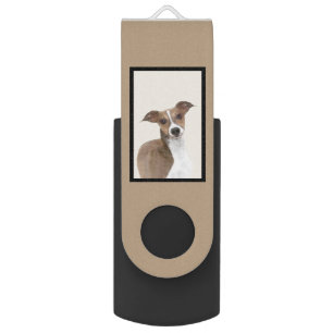 Italian Greyhound Painting - Cute Original Dog Art Flash Drive