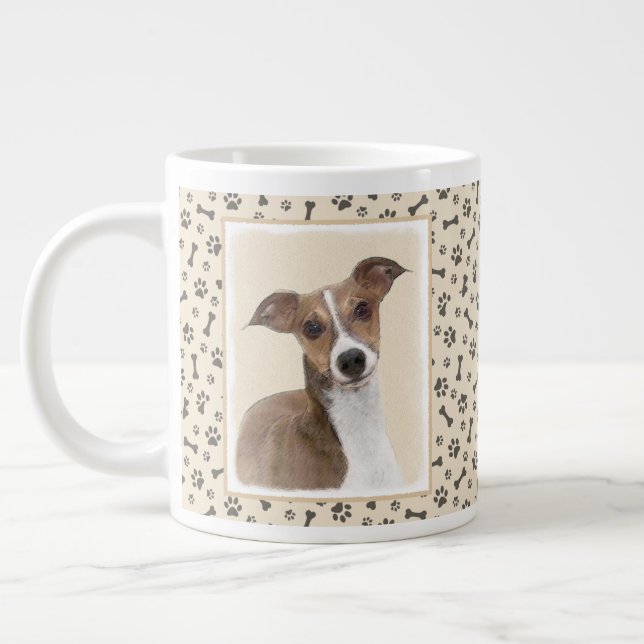 Italian Greyhound Painting - Cute Original Dog Art Giant Coffee Mug (Left)