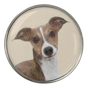 Italian Greyhound Painting - Cute Original Dog Art Golf Ball Marker
