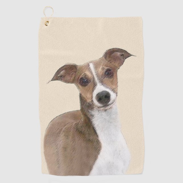 Italian Greyhound Painting - Cute Original Dog Art Golf Towel (Front)