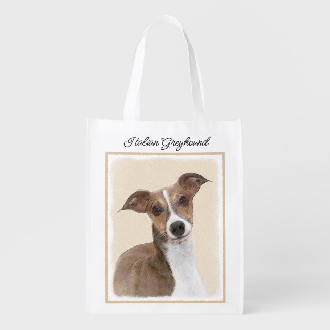 Italian Greyhound Painting - Cute Original Dog Art Grocery Bag (Front)