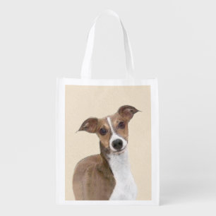 Italian Greyhound Painting - Cute Original Dog Art Grocery Bag