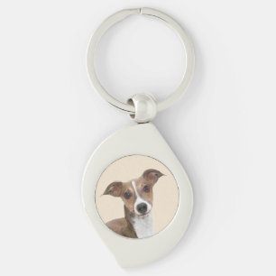 Italian Greyhound Painting - Cute Original Dog Art Keychain