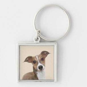 Italian Greyhound Painting - Cute Original Dog Art Keychain