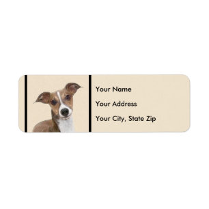 Italian Greyhound Painting - Cute Original Dog Art Label