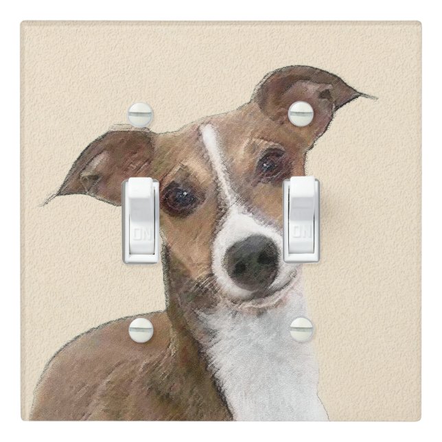 Italian Greyhound Painting - Cute Original Dog Art Light Switch Cover (In Situ)