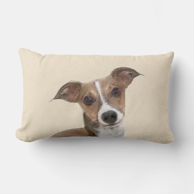 Italian Greyhound Painting - Cute Original Dog Art Lumbar Pillow (Front)