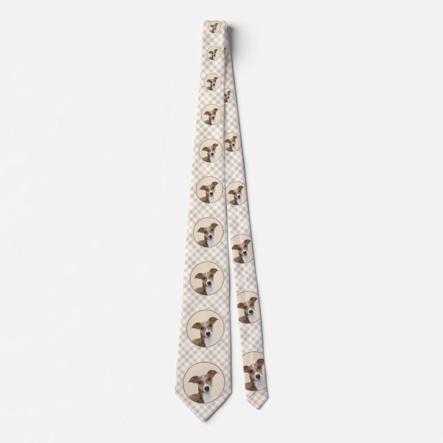 Italian Greyhound Painting - Cute Original Dog Art Neck Tie (Front)