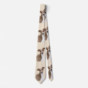 Italian Greyhound Painting - Cute Original Dog Art Neck Tie