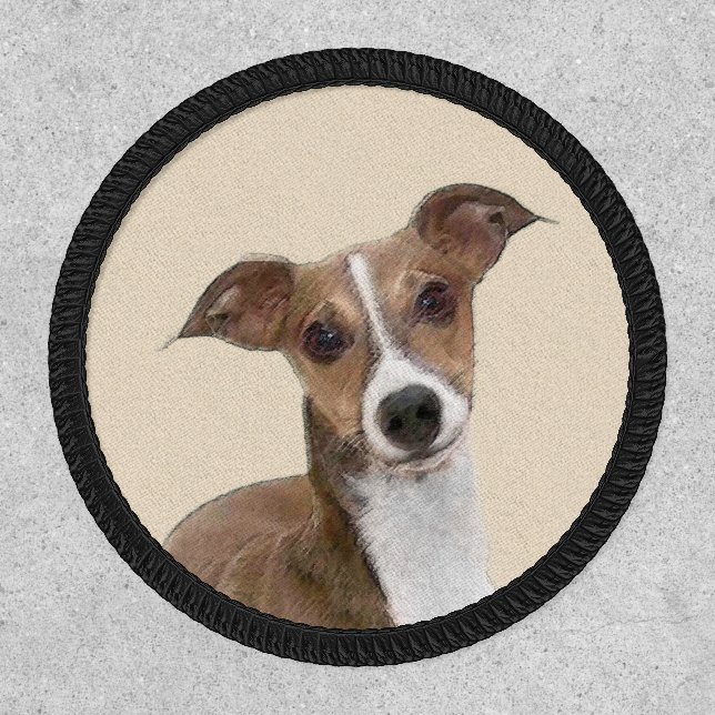 Italian Greyhound Painting - Cute Original Dog Art Patch (Front)