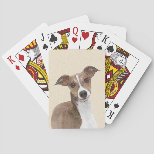 Italian Greyhound Painting - Cute Original Dog Art Poker Cards (Back)