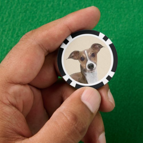 Italian Greyhound Painting _ Cute Original Dog Art Poker Chips