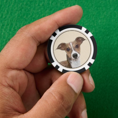 Italian Greyhound Painting _ Cute Original Dog Art Poker Chips