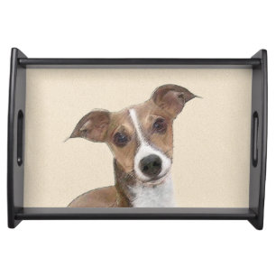 Italian Greyhound Painting - Cute Original Dog Art Serving Tray