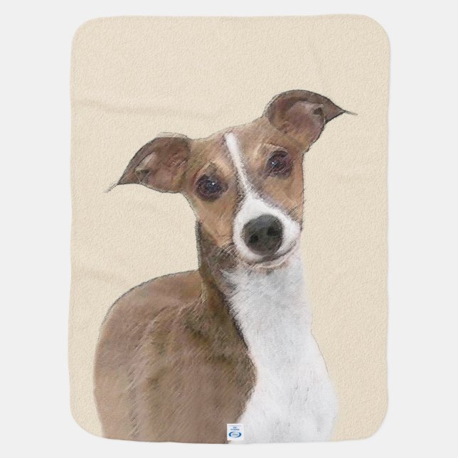Italian Greyhound Painting - Cute Original Dog Art Stroller Blanket (Back)