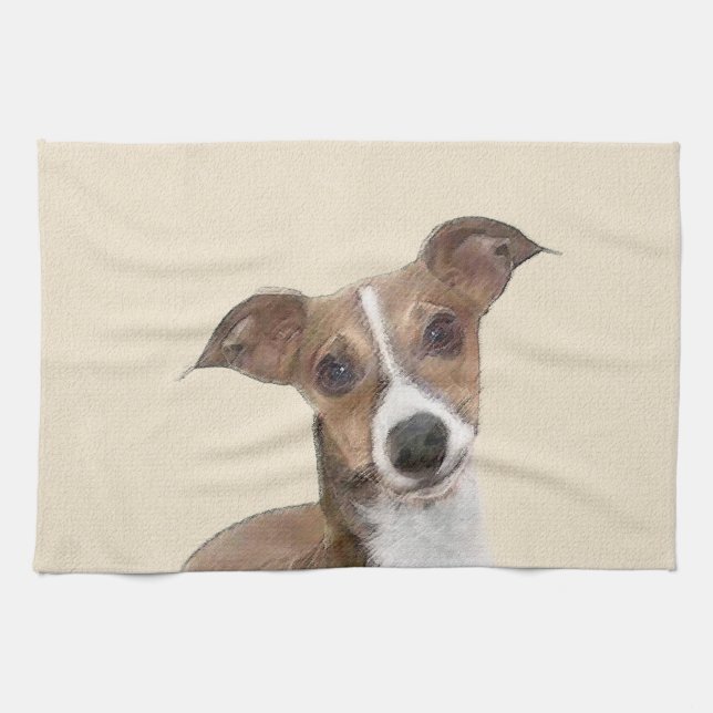 Italian Greyhound Painting - Cute Original Dog Art Towel (Horizontal)