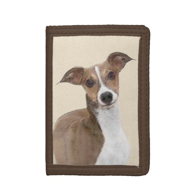 Italian Greyhound Painting - Cute Original Dog Art Tri-fold Wallet (Front Vertical)