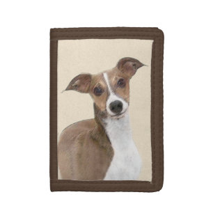 Italian Greyhound Painting - Cute Original Dog Art Trifold Wallet