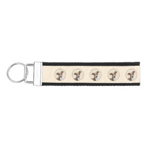 Italian Greyhound Painting - Cute Original Dog Art Wrist Keychain