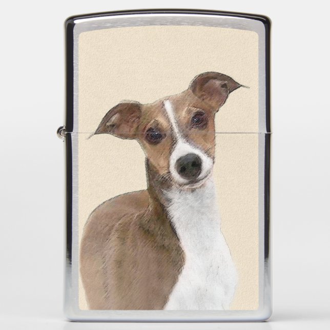 Italian Greyhound Painting - Cute Original Dog Art Zippo Lighter (Front)