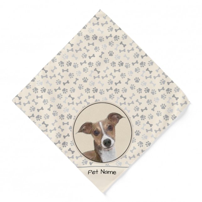 Italian Greyhound Painting Sable Original Dog Art Bandana (Front)