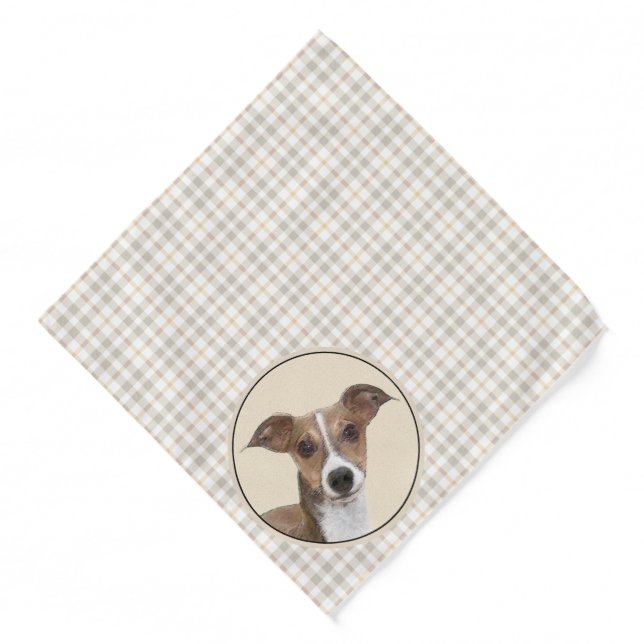 Italian Greyhound Painting Sable Original Dog Art Bandana (Front)