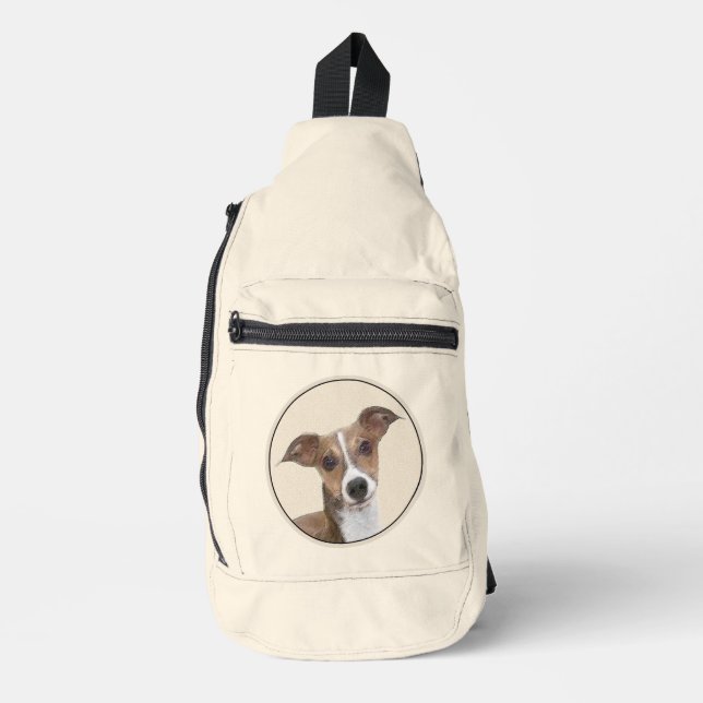 Italian Greyhound Painting Sable Original Dog Art Sling Bag (Front)