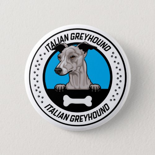 Italian Greyhound Peeking Illustration Badge Button