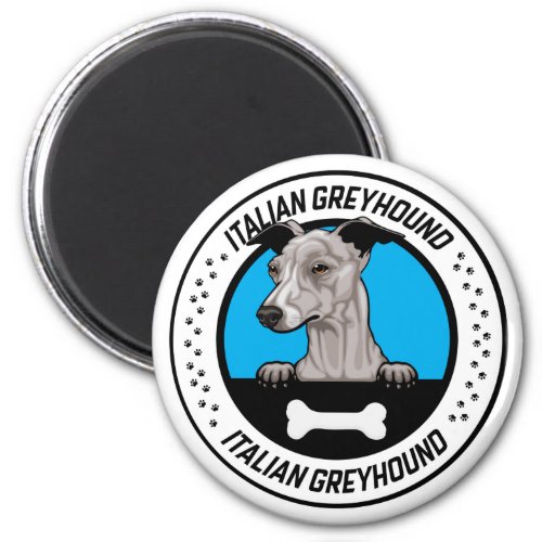 Italian Greyhound Peeking Illustration Badge Magnet