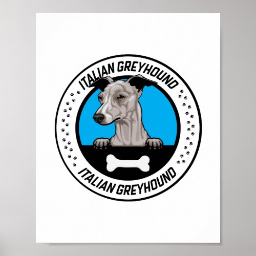 Italian Greyhound Peeking Illustration Badge Poster