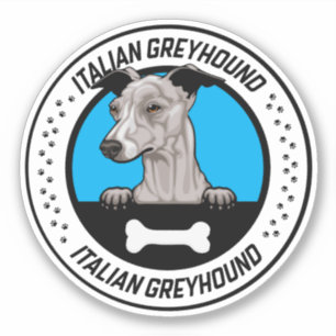 Italian Greyhound Peeking Illustration Badge Sticker