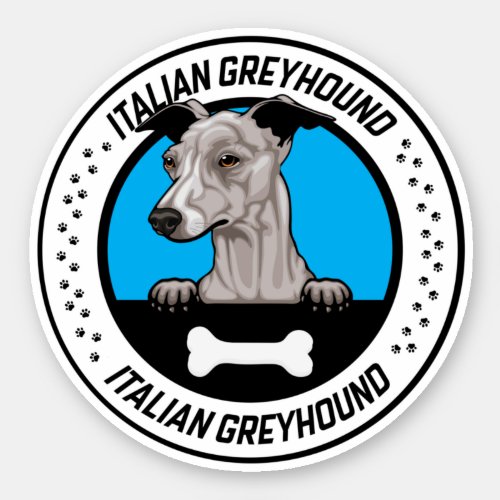 Italian Greyhound Peeking Illustration Badge Sticker