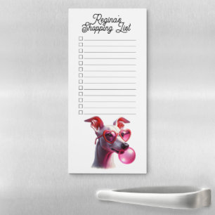 Italian Greyhound Pink Bubblegum Iggy Shopping Magnetic Notepad