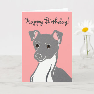 Italian Greyhound Pink Happy Birthday Card