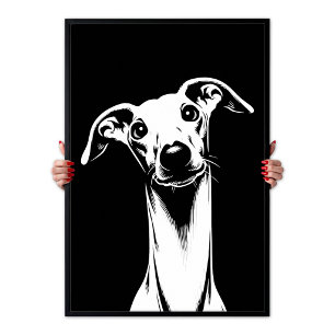 Italian Greyhound Pop Art White & Black Aesthetic Poster