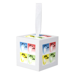 Italian Greyhound Popart Cube Ornament