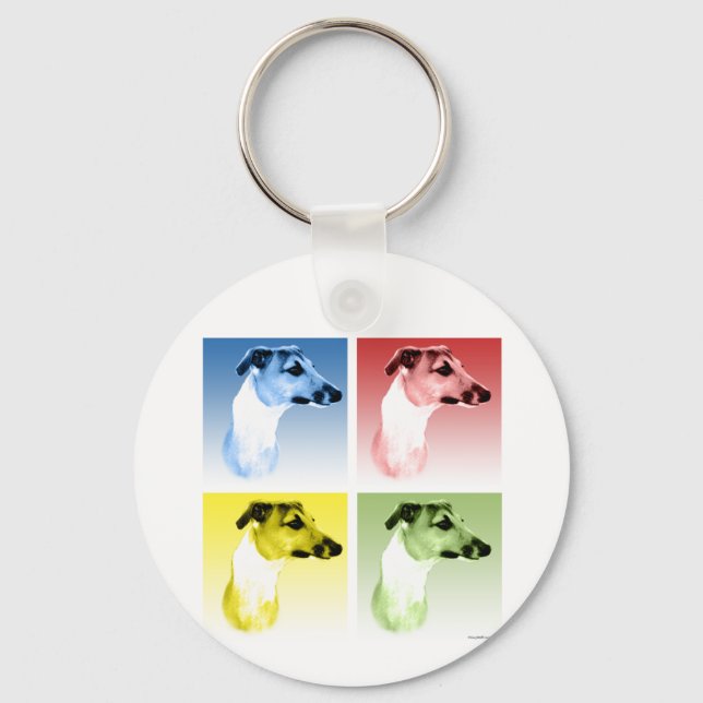 Italian Greyhound Popart Keychain (Front)